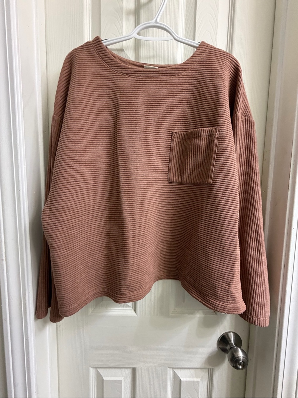 a new day Ribbed Pocket Sweatshirt - Mauve Brown